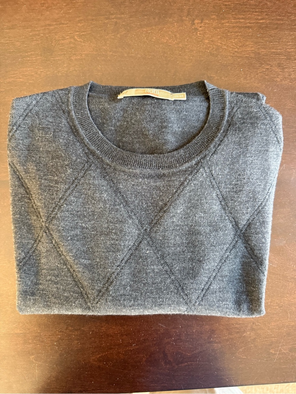 Raffi Men's Charcoal Diamond-Stitch Wool & Cashmere Crewneck Sweater
